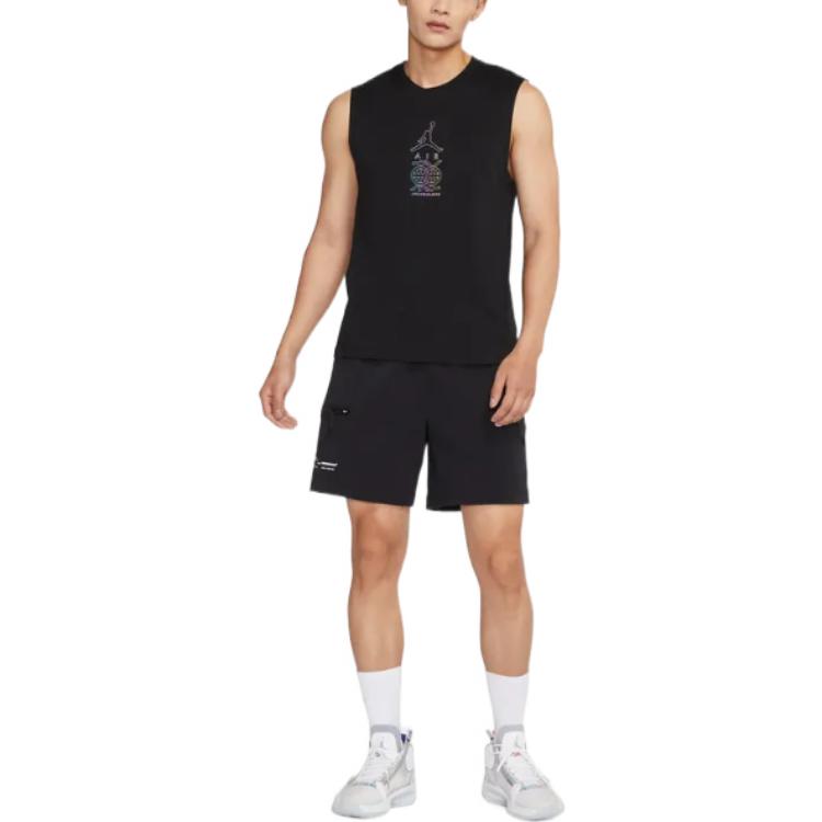 Air Jordan Dongdan Logo Printing Sleeveless Training Black Vest DV6277-010