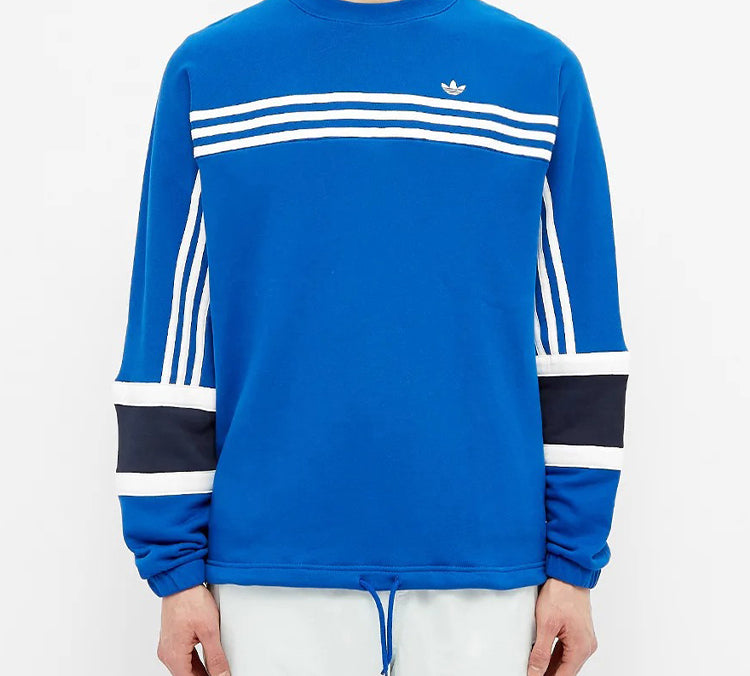 adidas originals Stripe Sports Round Neck Pullover Blue FM1589