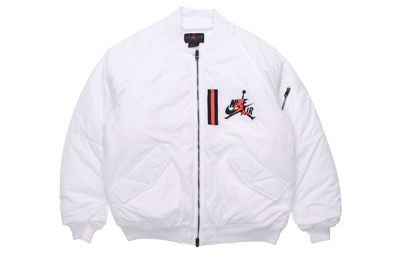 Air Jordan Wings MA-1 logo Printing Stay Warm Casual Jacket White AV2599-100