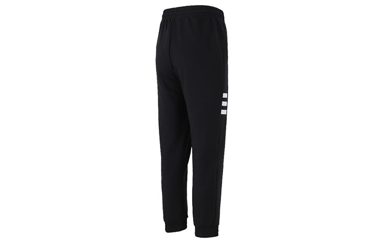 Men's adidas neo Sw 3s Tp Stripe Webbing Knit Bundle Feet Sports Pants/Trousers/Joggers Black H57432