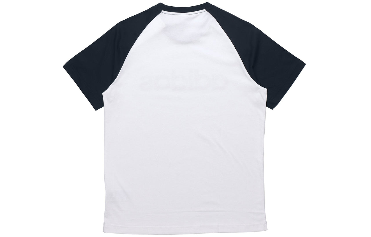 adidas neo M Esntl Rgln T Logo Printing Colorblock Sports Short Sleeve White GJ8945