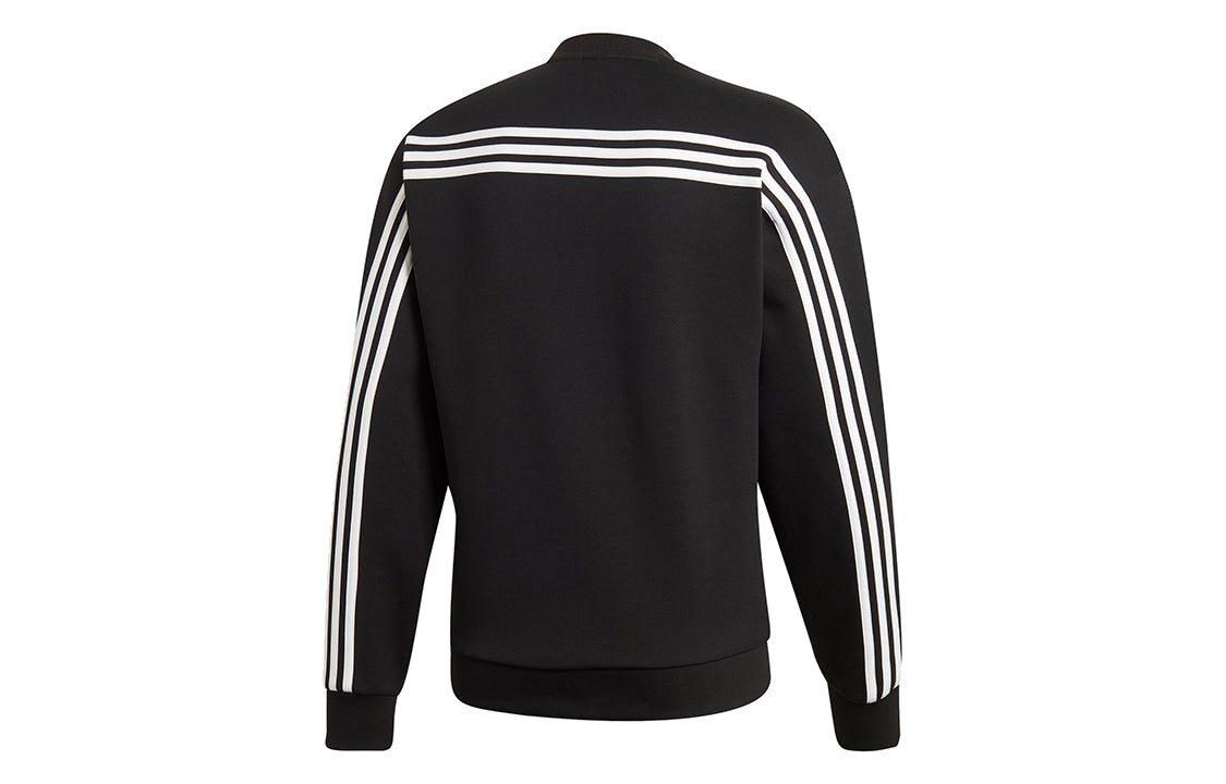 adidas M Mh 3s Crew Casual Sports Solid Color Round Neck Black DX7654