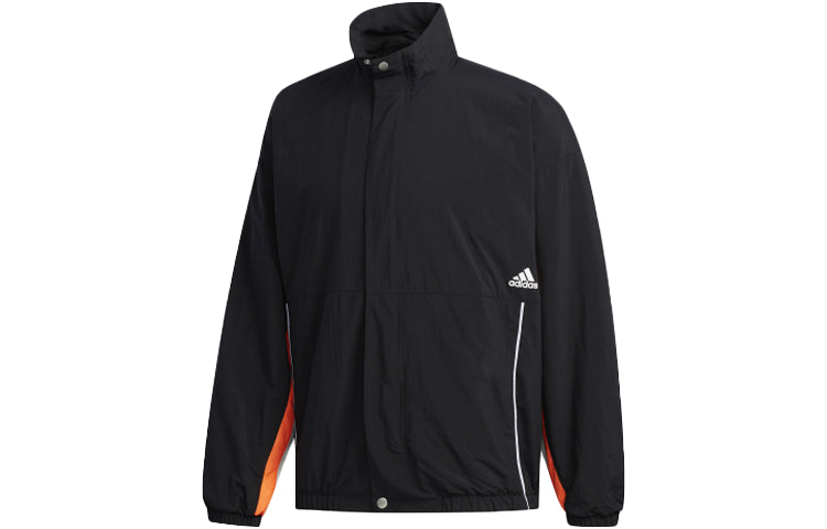 adidas Outlets Stand Collar Casual Sports Jacket Black HN8479