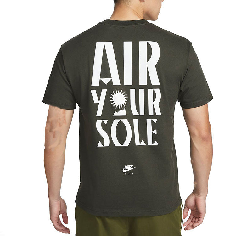 Men's Nike Alphabet Large Logo Printing Round Neck Solid Color Cotton Casual Short Sleeve Green T-Shirt DQ1017-355