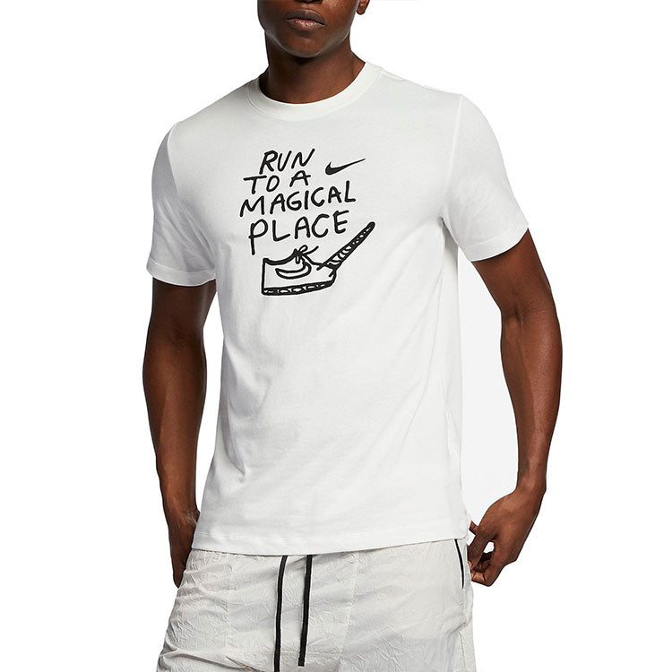 Nike DRI-FIT Casual Sports Round Neck Tee 'White Black' AO0650-133