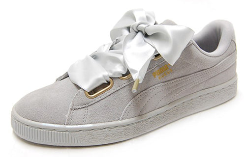 PUMA Suede Heart Satin Low Tops Skateboarding Shoes Unisex Gray 362714-02