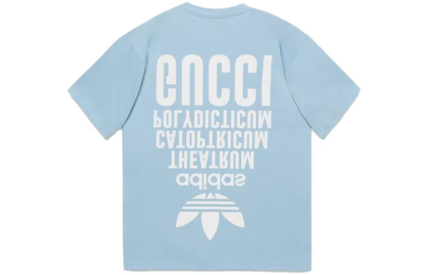 Gucci x adidas Cotton T-Shirt 'Light Blue' 616036-XJEW2-4709