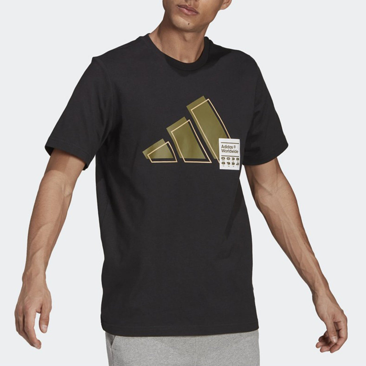 adidas 3bar Logo Tee Logo Printing Sports Round Neck Short Sleeve Black GU3643