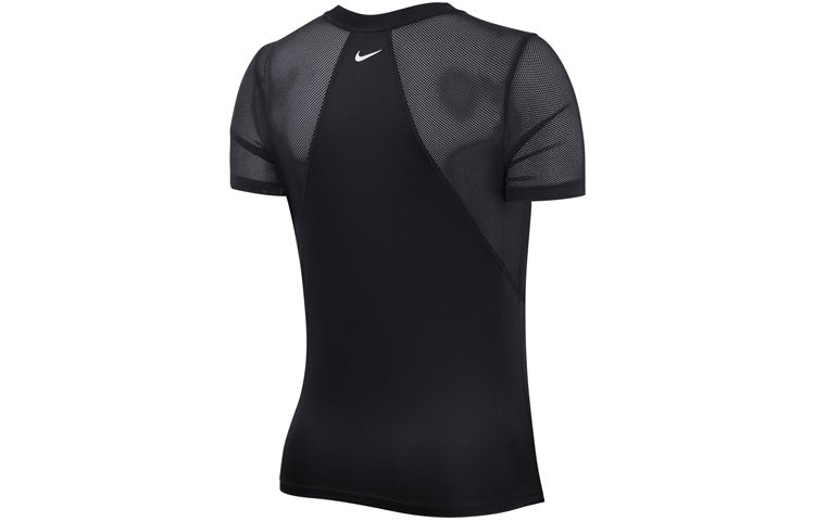 (WMNS) Nike Dri-FIT Miler Training Sports Splicing Mesh Breathable Quick Dry Short Sleeve Black AT4197-010