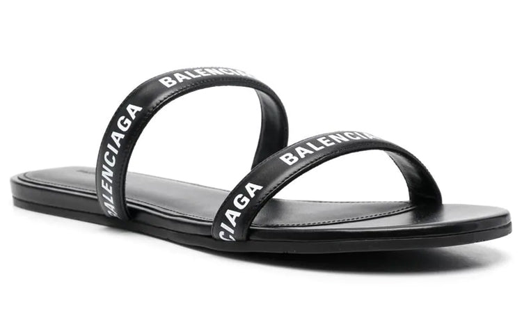 (WMNS) Balenciaga Logo Sandals 'Calf Black' 694999WCAE11090