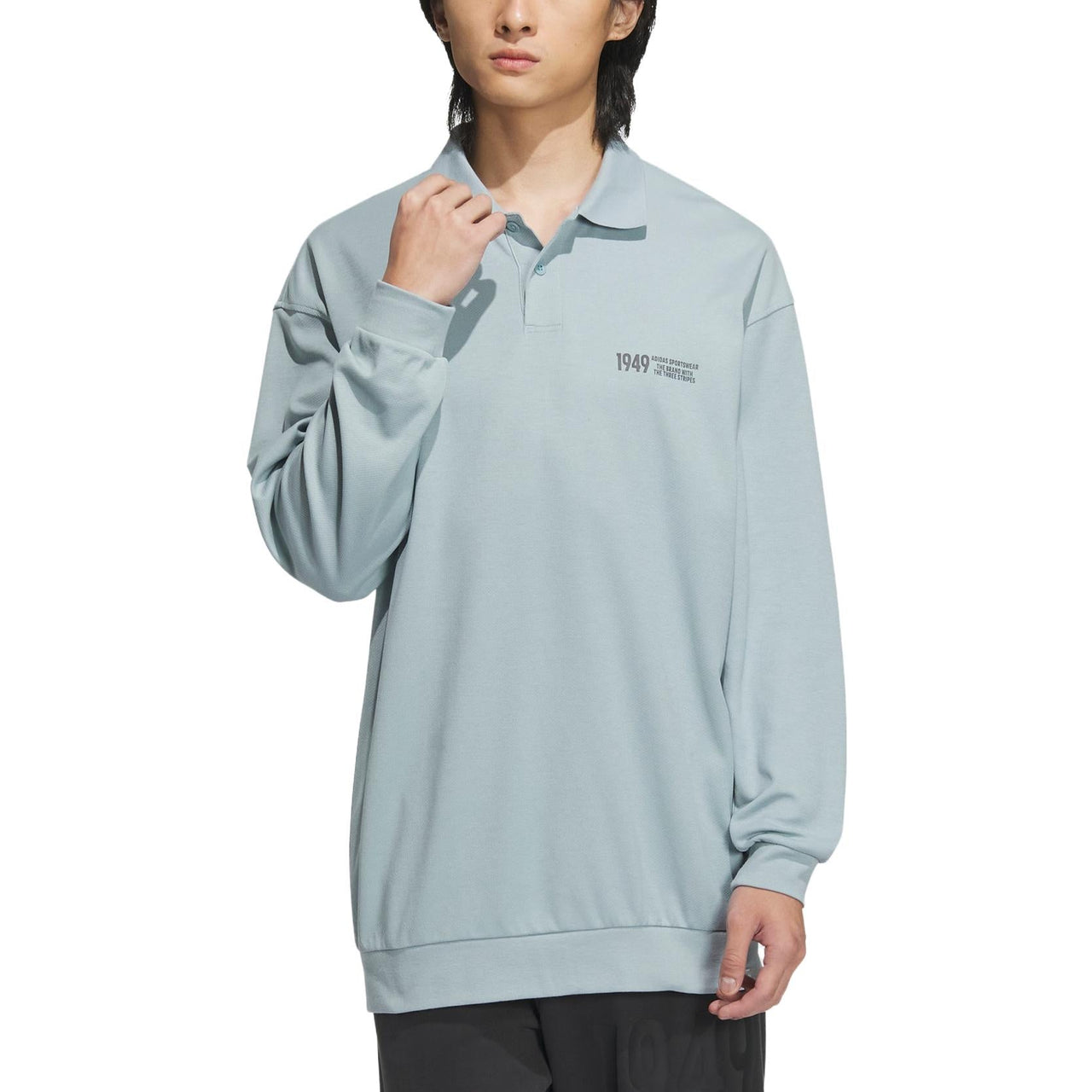 adidas Verbiage Long Sleeve Polo Shirts 'Teal' IK3509
