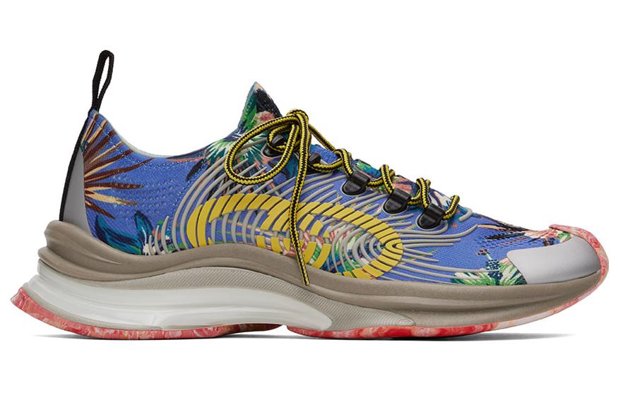 Gucci Marble and Floral Run Sneakers 'Blue Yellow White' 698561-UZI10-8470