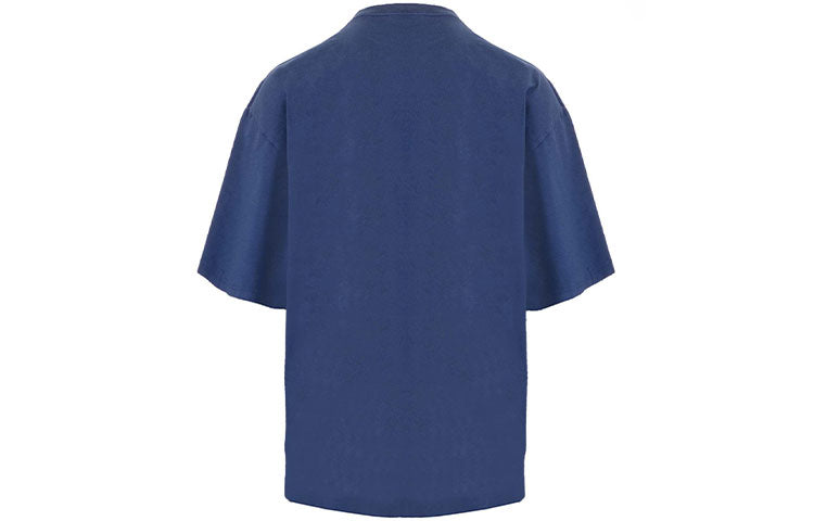 Men's Balenciaga SS21 Running Pattern Printing Logo Loose Short Sleeve Blue 641614TJVK64866