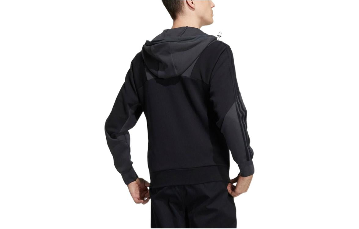 adidas Casual Sports hooded Splicing Jacket Black HE7469