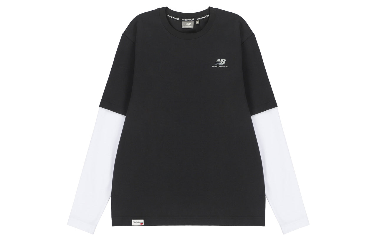 New Balance Contrasting Colors Sports Round Neck Pullover Black T-Shirt 5DC16063-BK