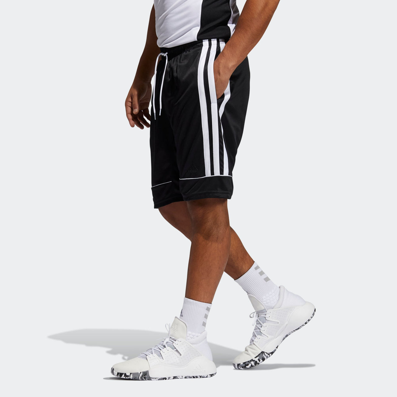 adidas All World Short Basketball Sports Stripe Loose Shorts Black GU0739