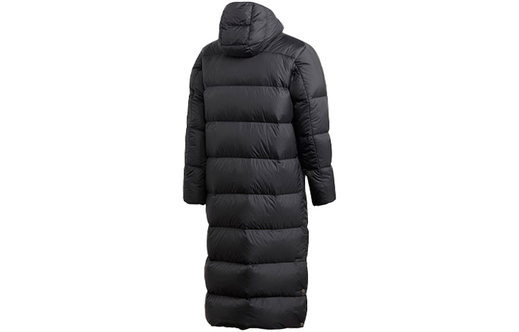 adidas Windproof Stay Warm hooded mid-length Down Jacket Black GE9995