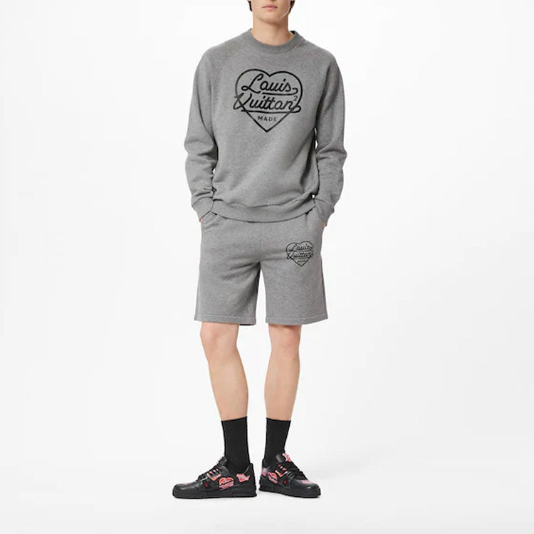 Men's LOUIS VUITTON x NIGO2 Crossover LV2 SS22 Large Love Logo Alphabet Printing Cozy Pullover Autumn Gray 1A9GLT