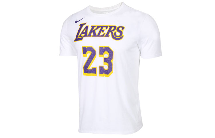 Nike Casual Sports Short Sleeve Lakers LeBron James 23 White AR4887-109