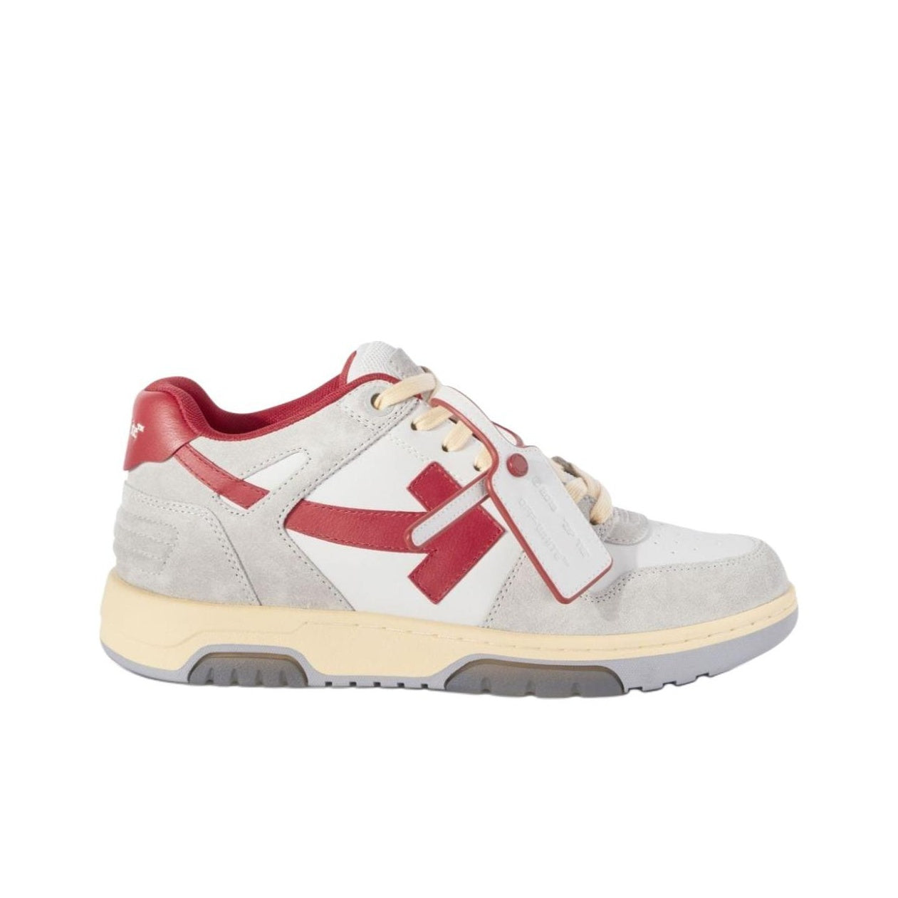 Off-White Out Of Office Leather Sneakers 'Grey White Red' OMIA189S24LEA0110525
