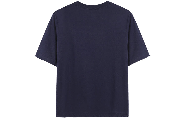 (WMNS) Nike Sportswear Flowers Embroidered Sports Short Sleeve Dark Blue T-Shirt DD1457-451