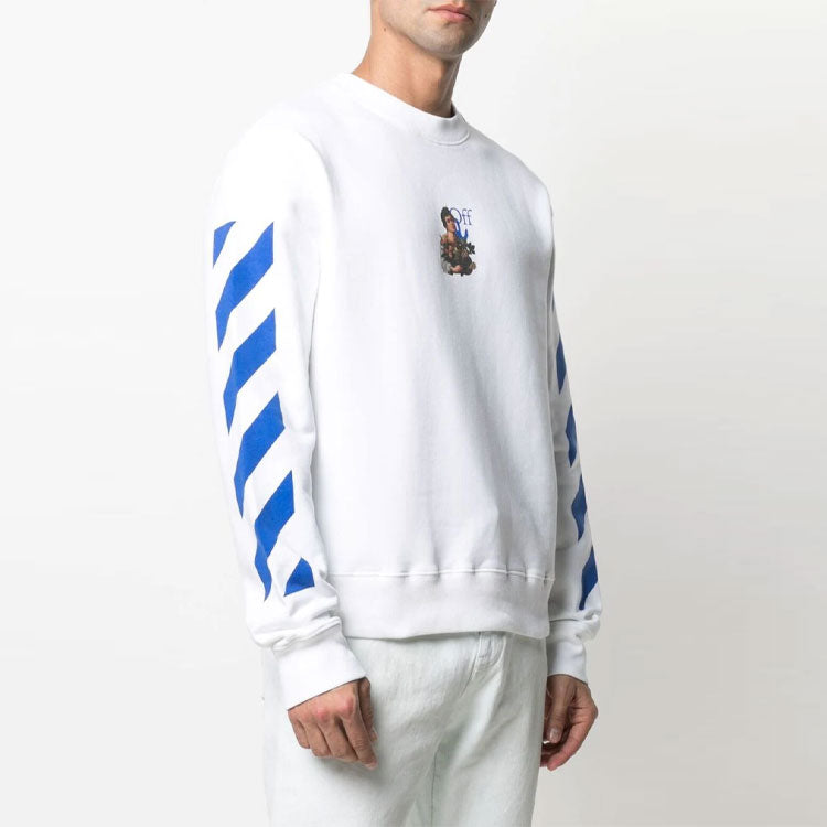 Off-White SS21 Arrows Pattern Stripe Printing Long Sleeves White OMBA025S21FLE0100140