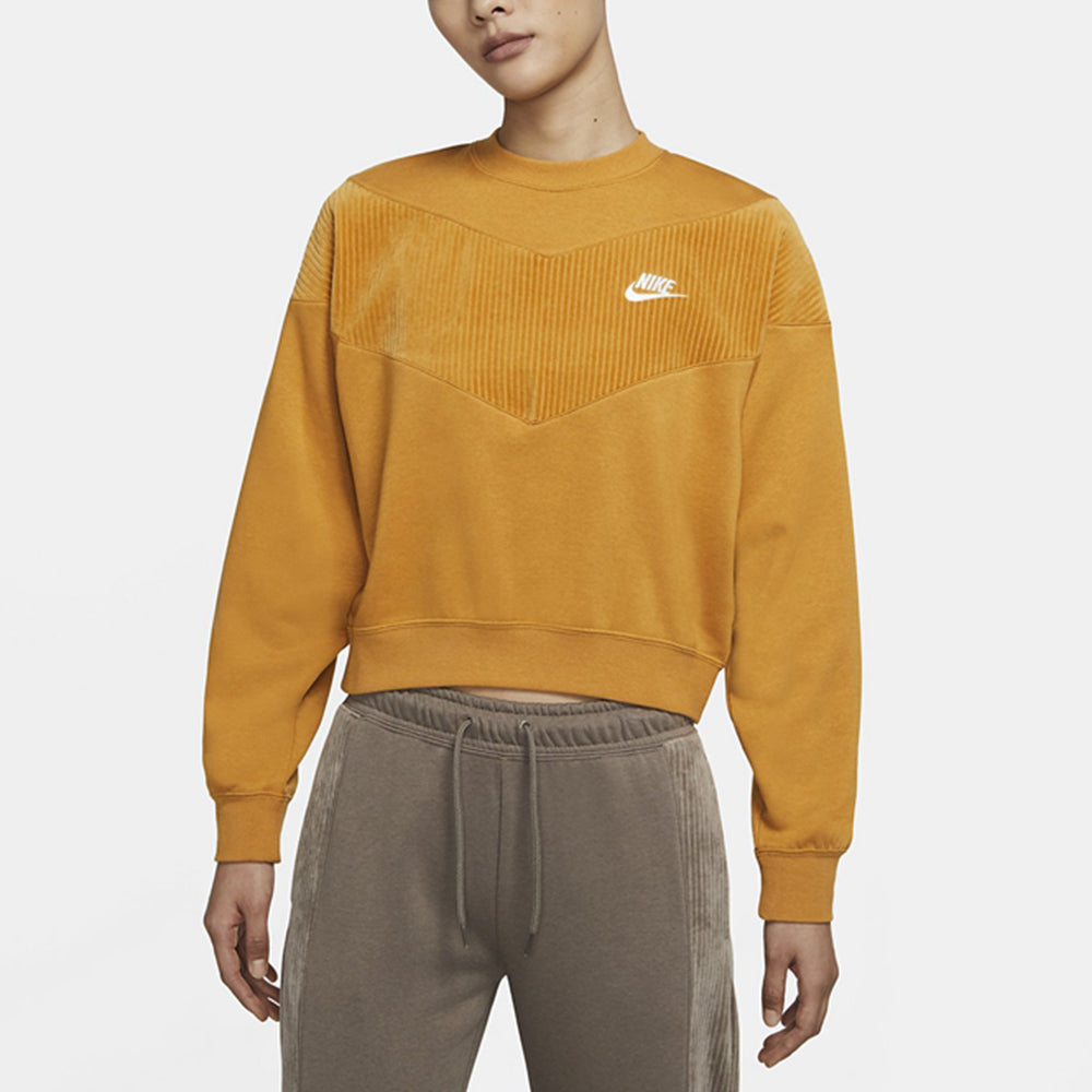 (WMNS) Nike As Nike Sportswear Hrtg Crew Velour Plus Fleece Round-neck Swea Orange CZ1877-712