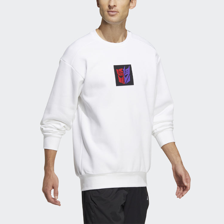adidas x Transformers Crossover Limited Pattern Printing Round Neck Pullover Long Sleeves White HM7450