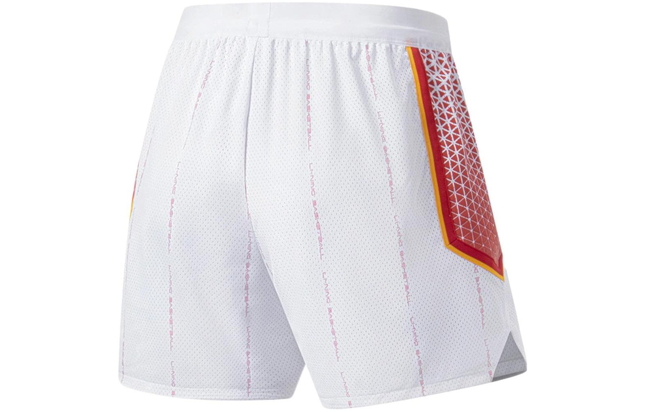 Li-Ning Graphic Basketball Shorts 'White Red' AAPS479-1