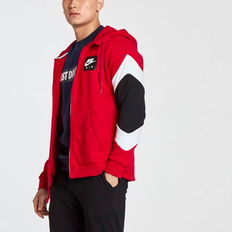 Nike Air Logo Color Block Casual Sports Hooded Jacket Men's Red 928630-687
