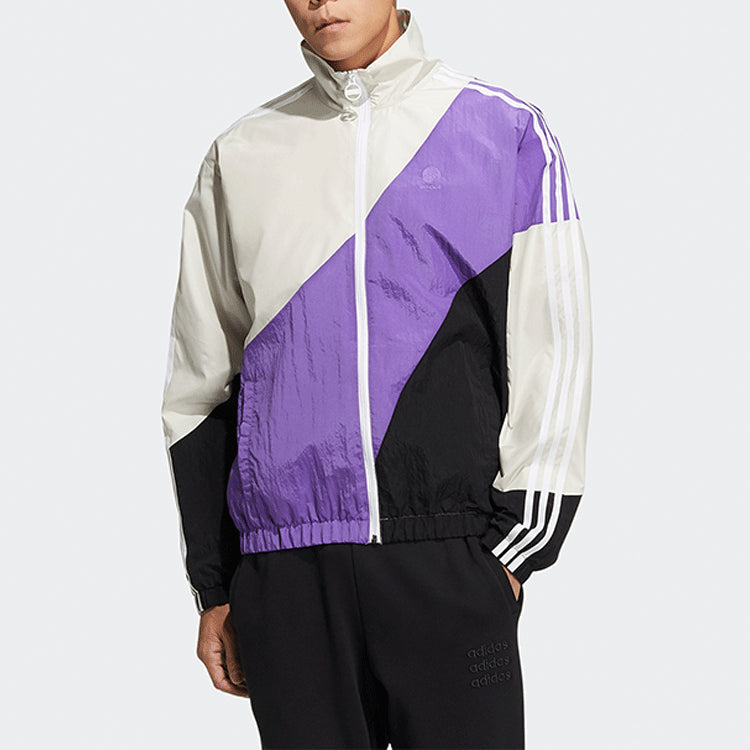 adidas neo M SW RET CB WB Colorblock Sports Stand Collar Jacket Purple HC9681