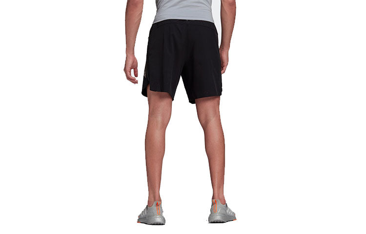 adidas Solid Color Lacing Breathable Training Sports Shorts Black HE3013