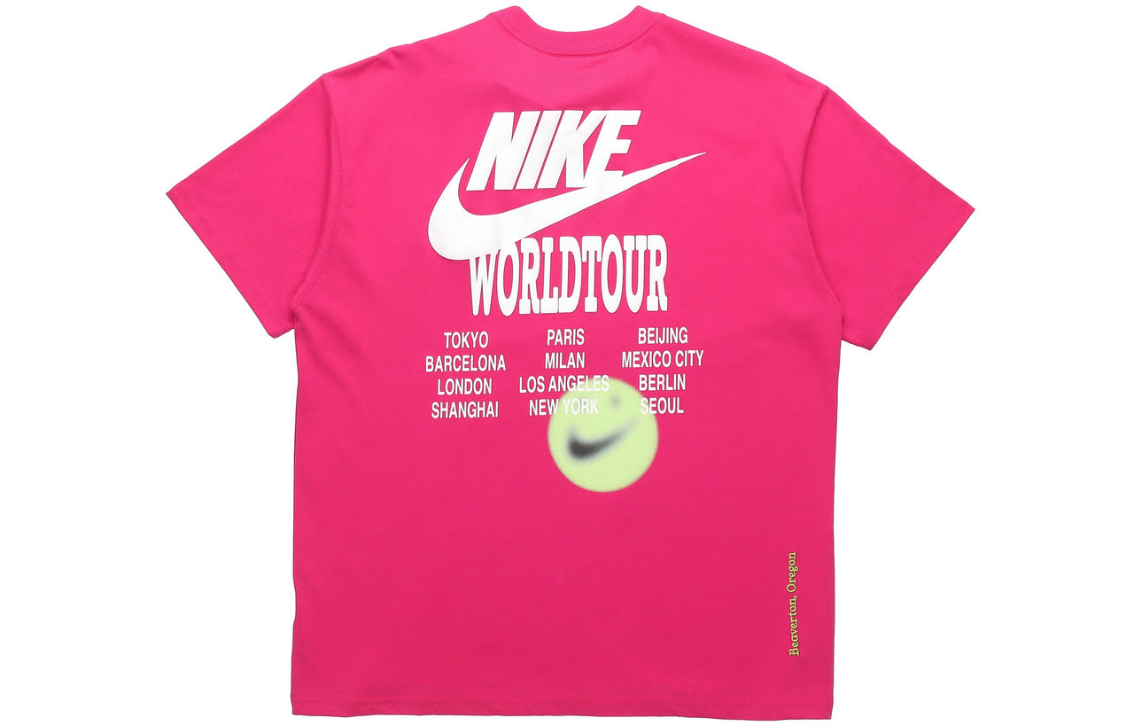 Nike Sportswear Tee World Tour 2 Back big Logo Print Sports Short Sleeve Men's Dark Pink/Red DA0990-615