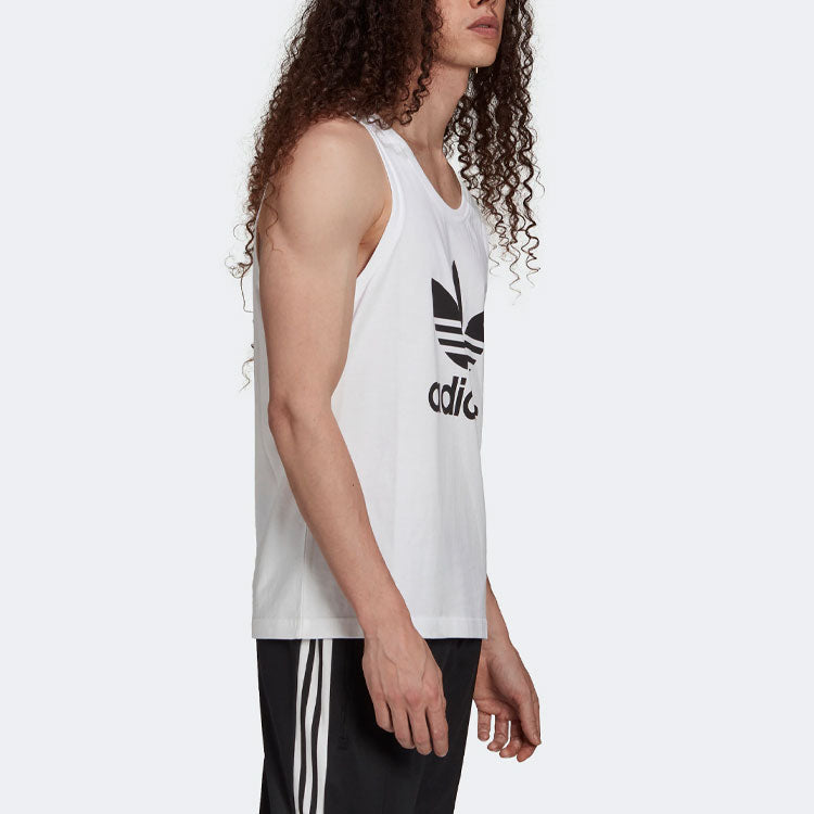 Men's adidas originals Trefoil Tank Contrasting Colors Large Logo Sports Training Vest White H06636