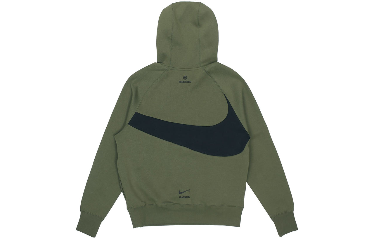 Men's Nike Sportswear Swoosh Tech Fleece Contrasting Colors Large Logo Printing Sports Military Green DD8223-326