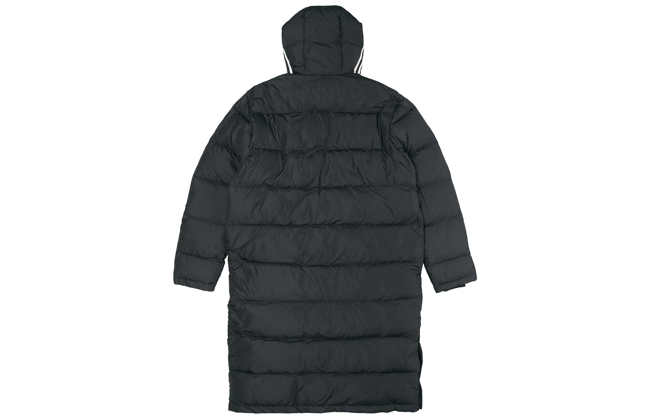 adidas originals Long Down Side Logo Printing mid-length Sports Down Jacket Black HI4658