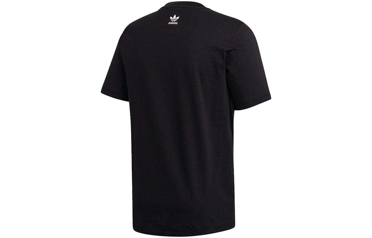 adidas originals Tee 1 Logo Printing Round Neck Short Sleeve Black GK5909