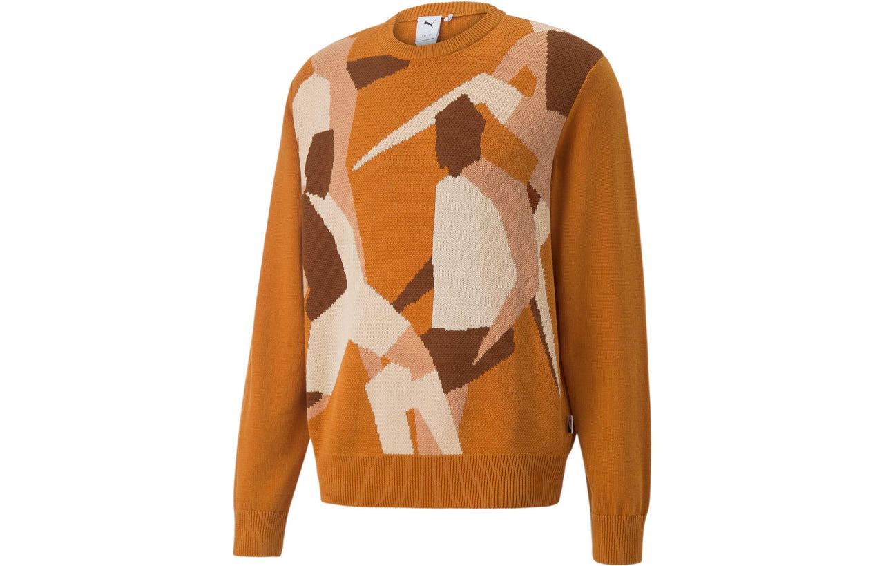 PUMA Players Lounge Knit Crew Neck 'Brown' 535804-66