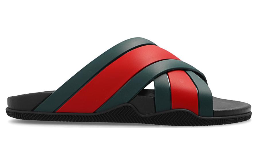 (WMNS) Gucci Slide Web Stripe 'Black' 627820-J8700-8460