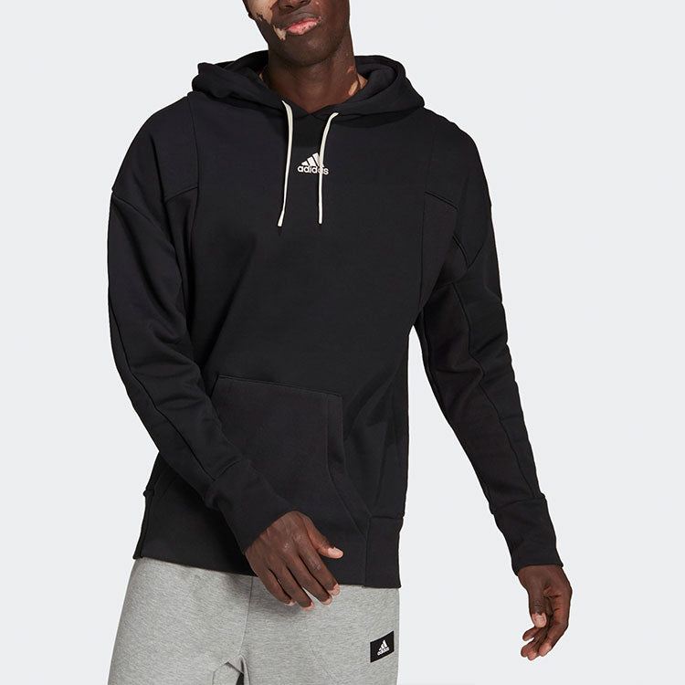 Men's adidas Logo Printing Hooded Long Sleeves Black HC3479
