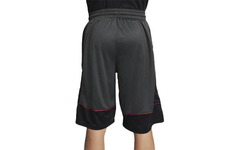 Men's Nike Dri-FIT Contrast Color Stitching Elastic Waistband Sports Black Gray Shorts BV9453-070