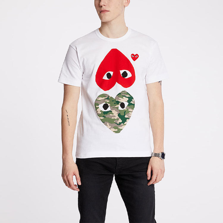 COMME des GARCONS PLAY Camouflage With Upside Down Heart Tee AZT248