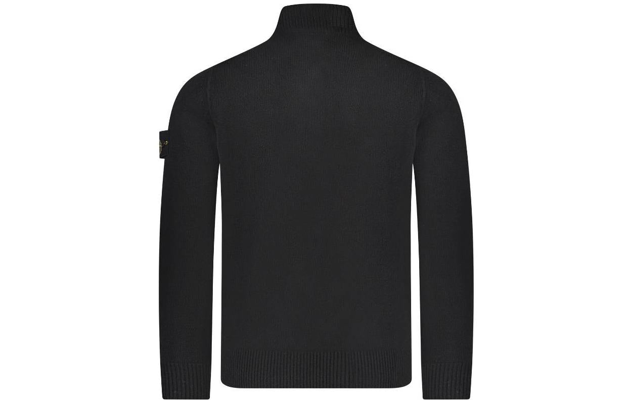 STONE ISLAND Wappen Patch High Neck Half Button Knit 'Black' 7915540A3-A0029