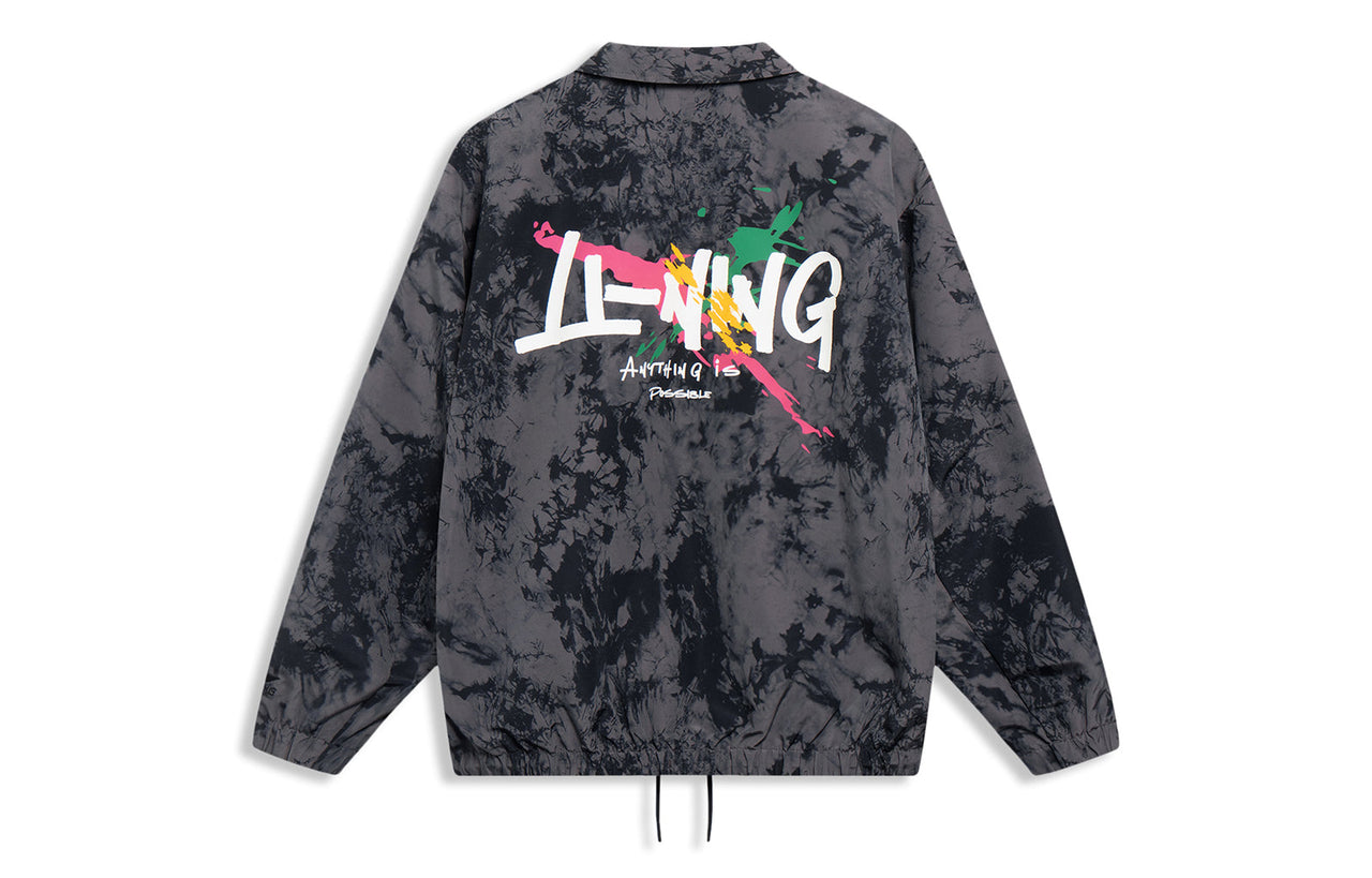 Li-Ning Graphic Tie-Dye Coach Jacket 'Grey Black' AJDT499-3
