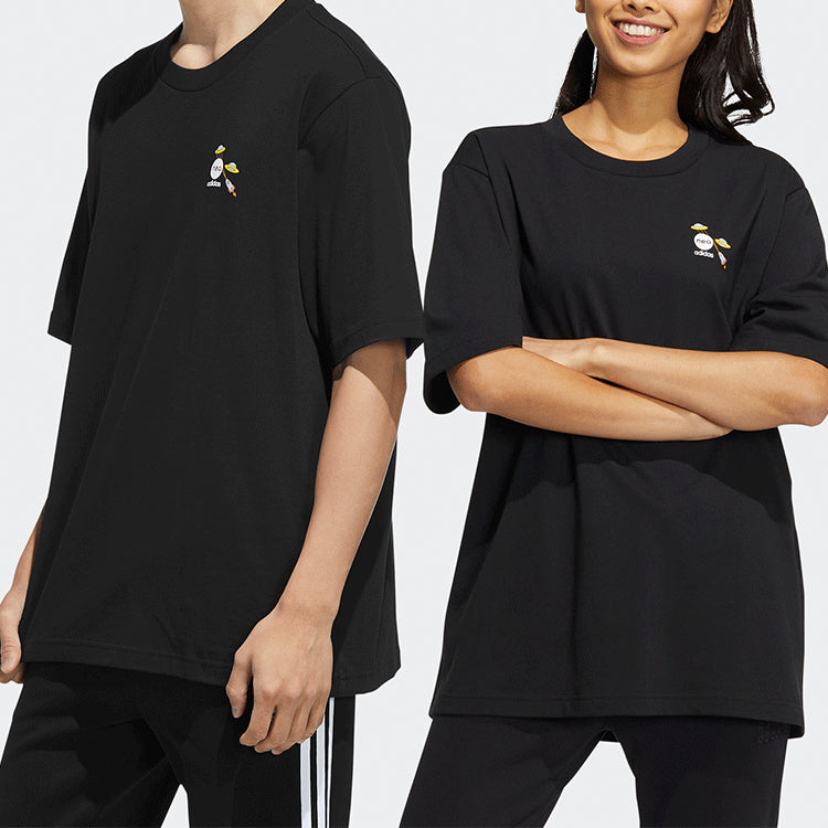 adidas neo M Sw Arc Slgn T Alphabet Sports Short Sleeve Couple Style Black HC9748