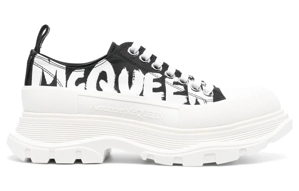 (WMNS) Alexander McQueen Tread Slick Low Lace Up Graffiti Shoes 'White Black' 708753W4RQ21041