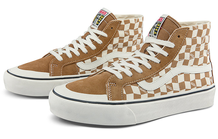 Vans SK8-Hi High Top Casual Skate Shoes Unisex Brown White Grid VN0A4BX7TBN