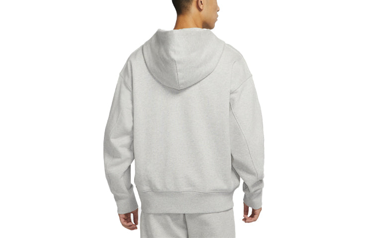 Men's Nike Embroidered Logo Half Zipper Hooded Knit Pullover Gray DM5280-050