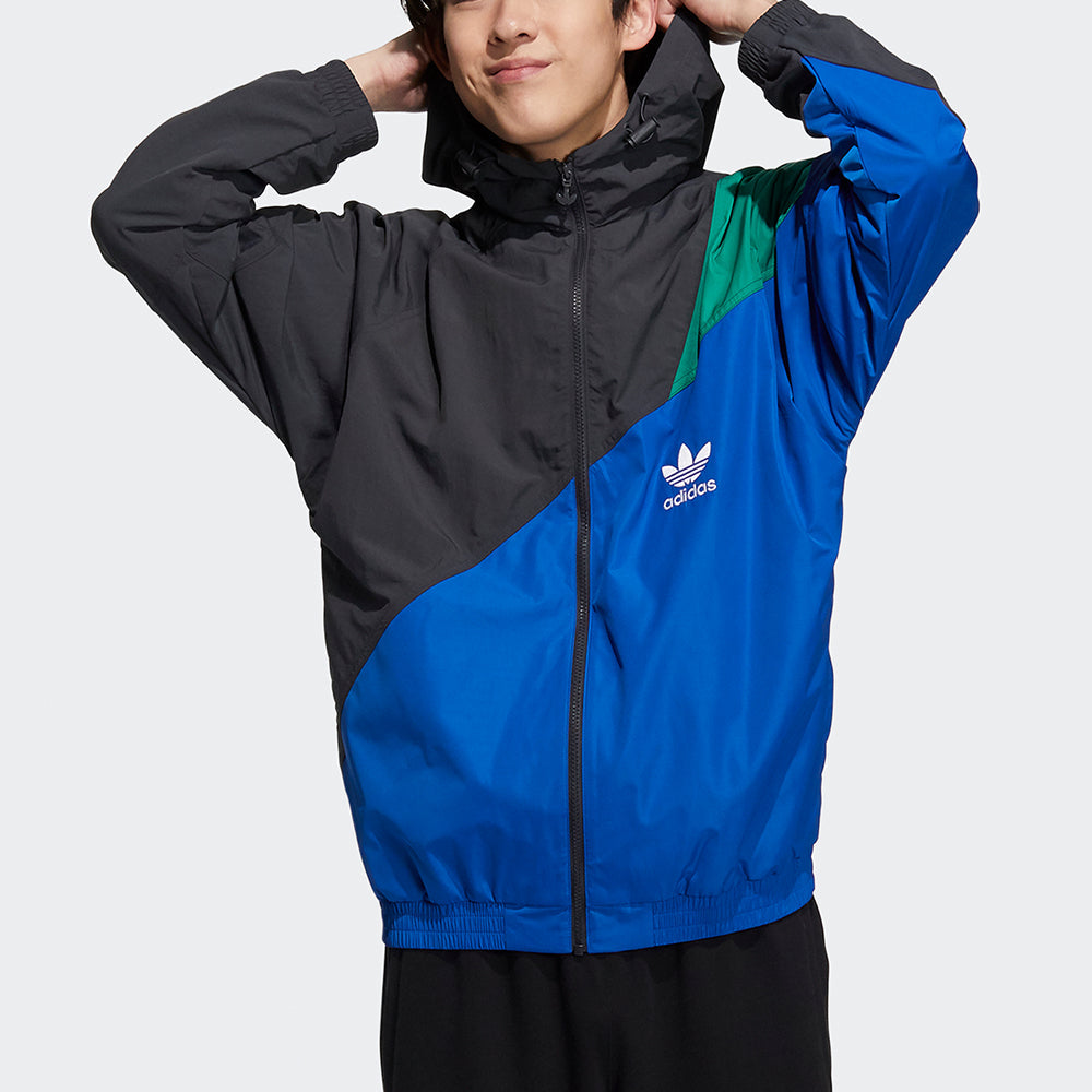 adidas originals Ts Wb Colorblock Splicing Sports hooded Logo Jacket Blue HF5946