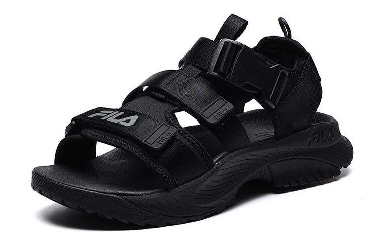 FILA Athletics Velcro Open Toe Flat Heel Sports Black Sandals A12M122607FFB